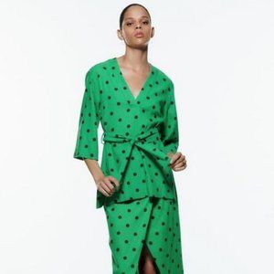 ZARA LINEN💚POLKA DOT KAFTAN